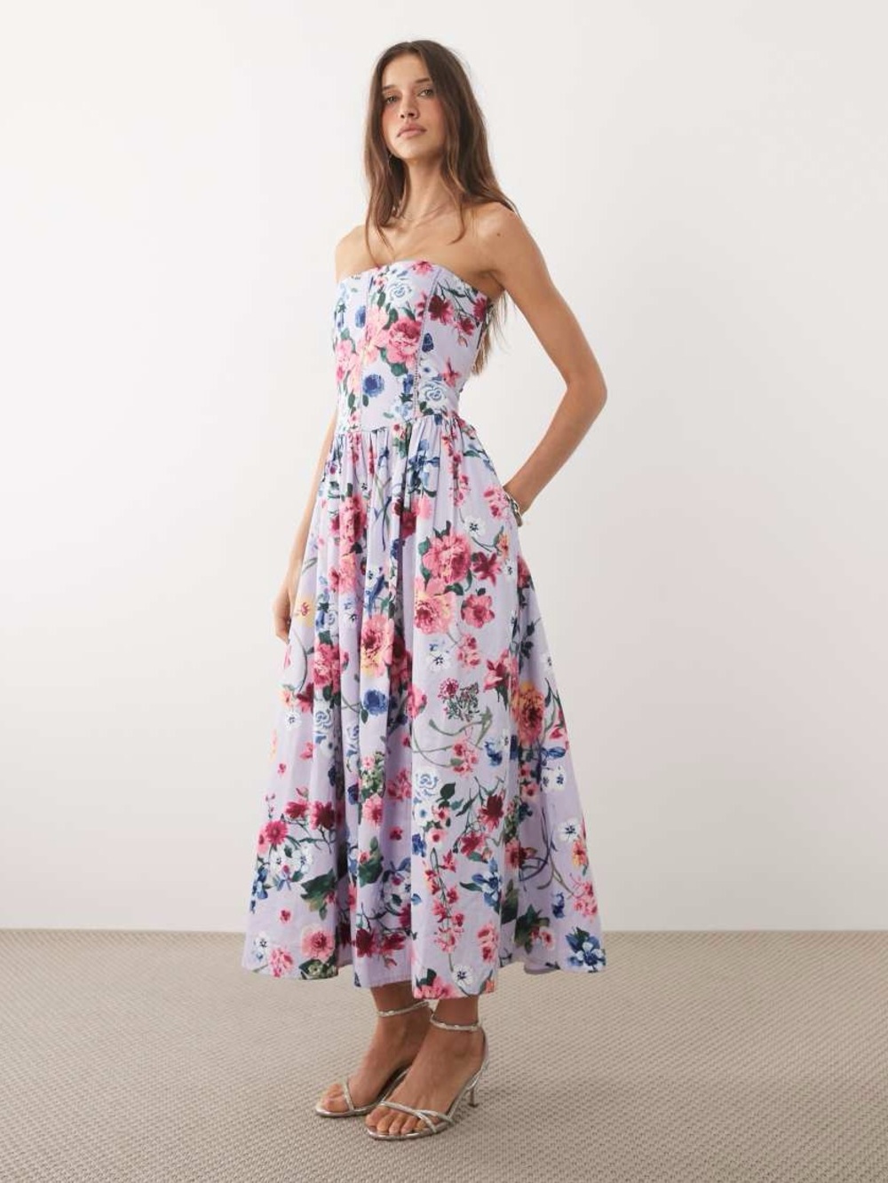 Abercrombie & Fitch Lavender Floral Midi Dress